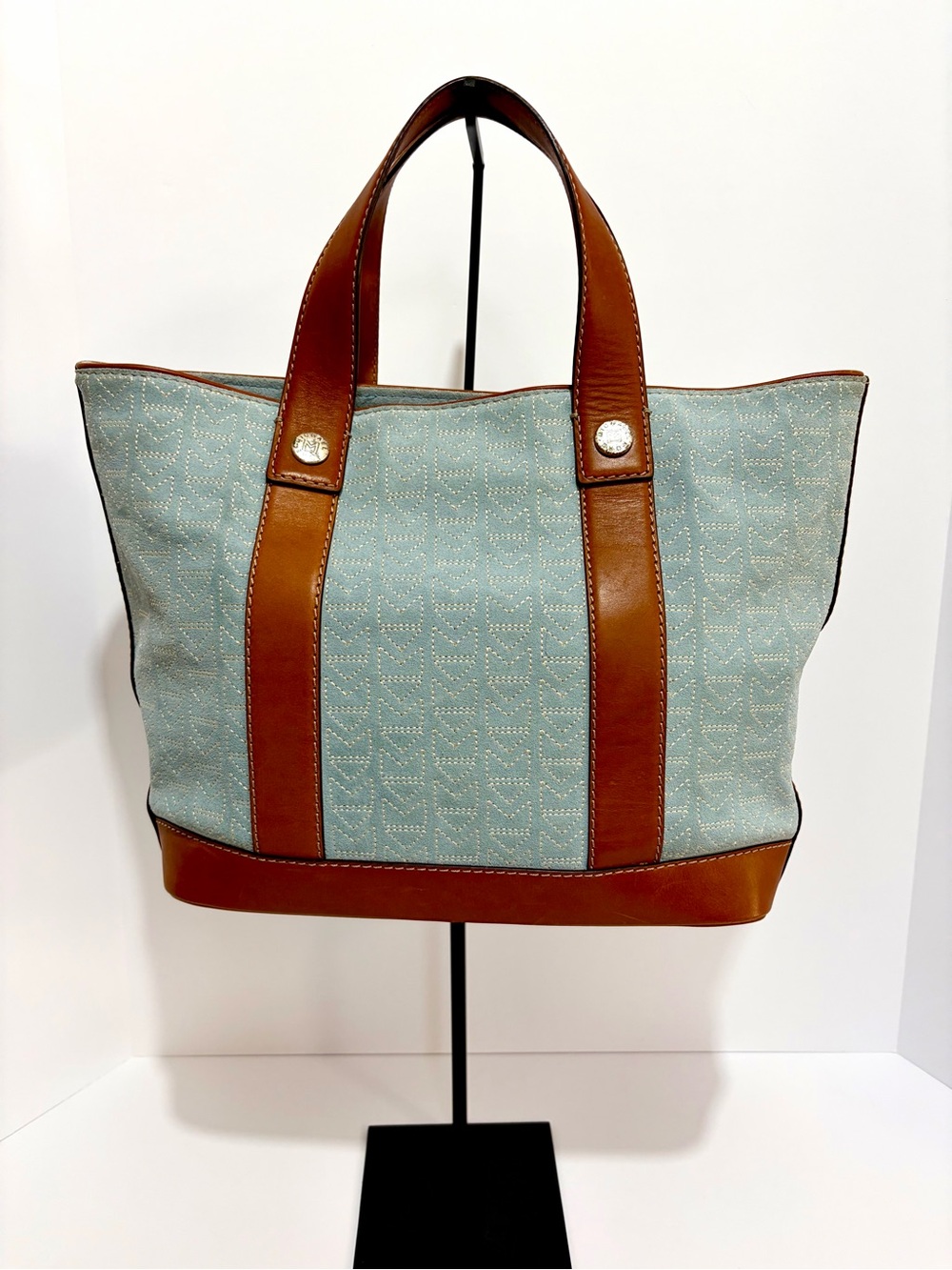 Michael Kors Vintage Suede Signature Leather Trim Tote Bag W/Leather Pouch